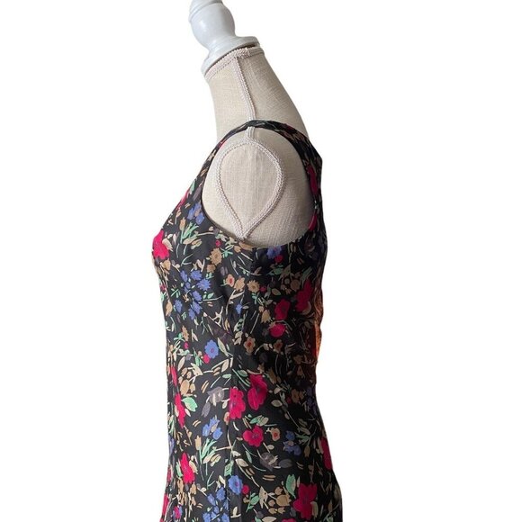 Ralph Lauren 90s Does 30s Women Black Floral Chiffon Flowing Maxi Dress Sz 2P - Picture 4 of 11